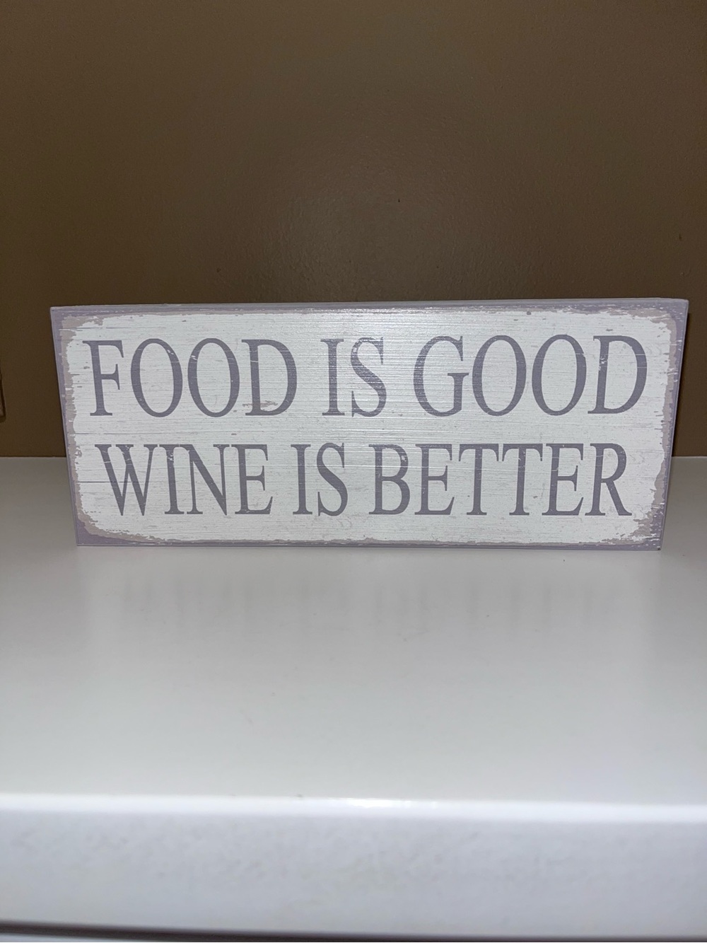 ‘Food Is Good Wine Is Better' Wooden Wall Sign
